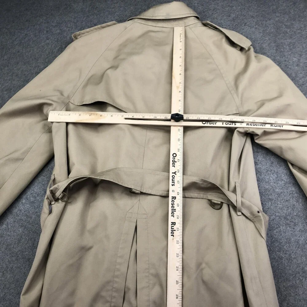 Vintage Burberrys Coat Mens 50 Beige Cotton Trench Belted Plaid Lined England